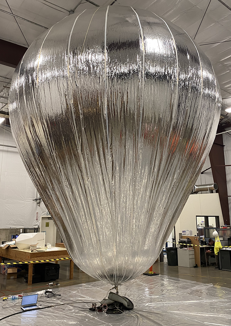 Prototype Venus Variable-Altitude balloon inflated at Near Space Corporation