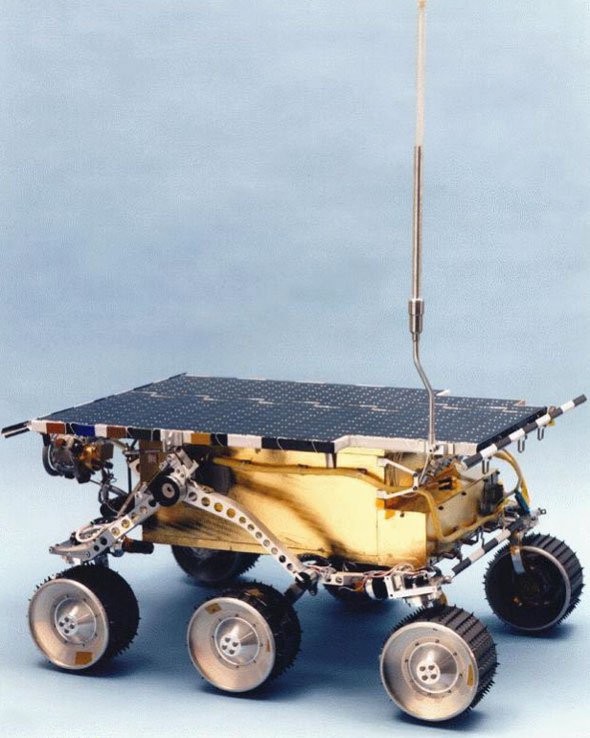Fig. 1: The Sojourner rover at the end of its assembly and before integration to the main Pathfinder spacecraft.